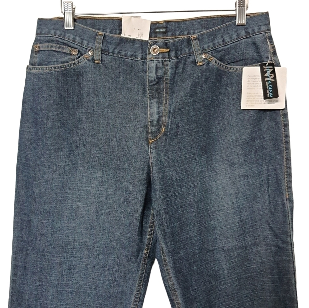 Jones New York Sport Premium Denim Flare Jeans Blue Black Wash Size 14 - Picture 2 of 14